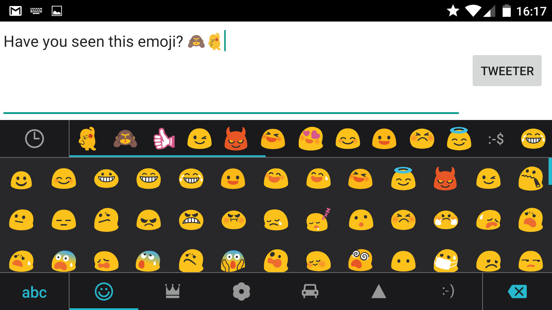 An example of an emoji keyboard