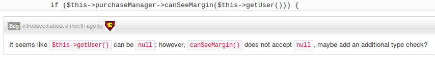 Scrutinizer analyse les types de retour