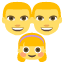 A colored emoji with three people.
