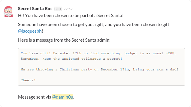 Slack private message send to users