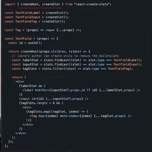 Utilisation de react-slots dans le code