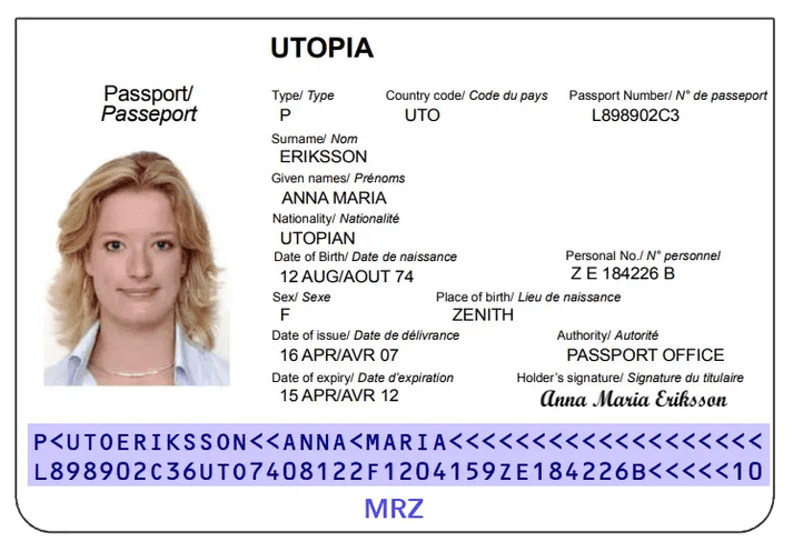 La MRZ d'un passeport