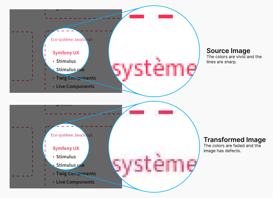 Comparison of a source image and its alternative version, compressed by the old media processor on the JoliCode website