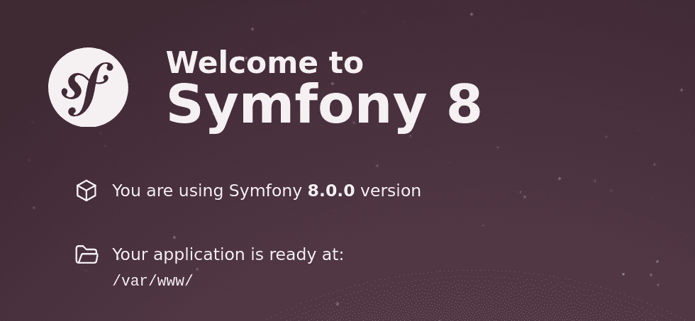 Symfony 8 default page