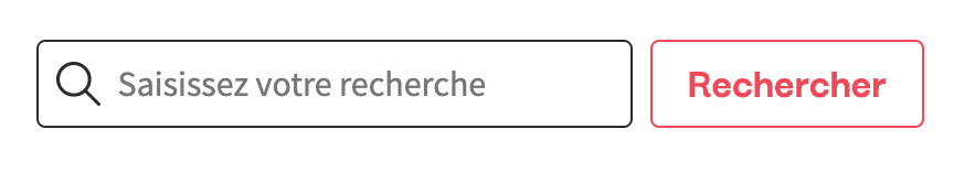 Le formulaire est constitu&eacute; d'un champ avec une ic&ocirc;ne loupe et un placeholder "Saisissez votre recherche" ainsi qu'un bouton "Rechercher"