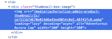 Product image with inspector
