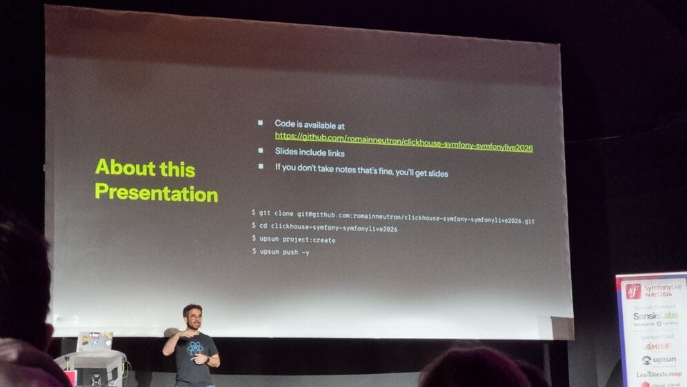 Romain Neutron lors de son talk sur ClickHouse