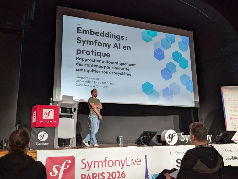 Grégoire lors de sa conférence sur Symfony AI