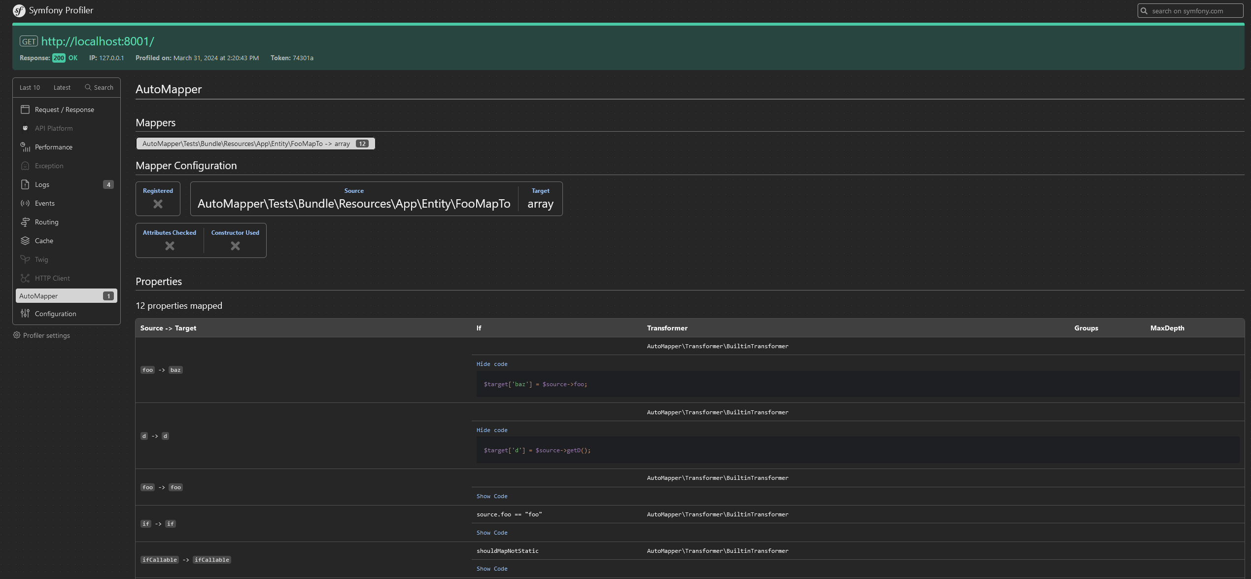 AutoMapper profiler tab #1