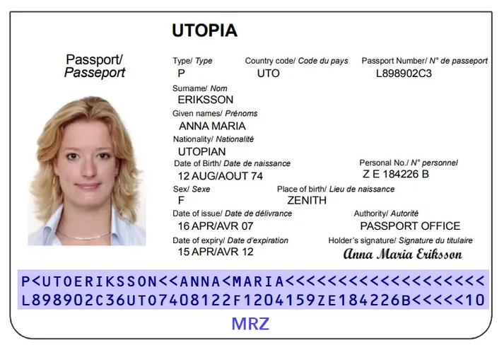 La MRZ d'un passeport