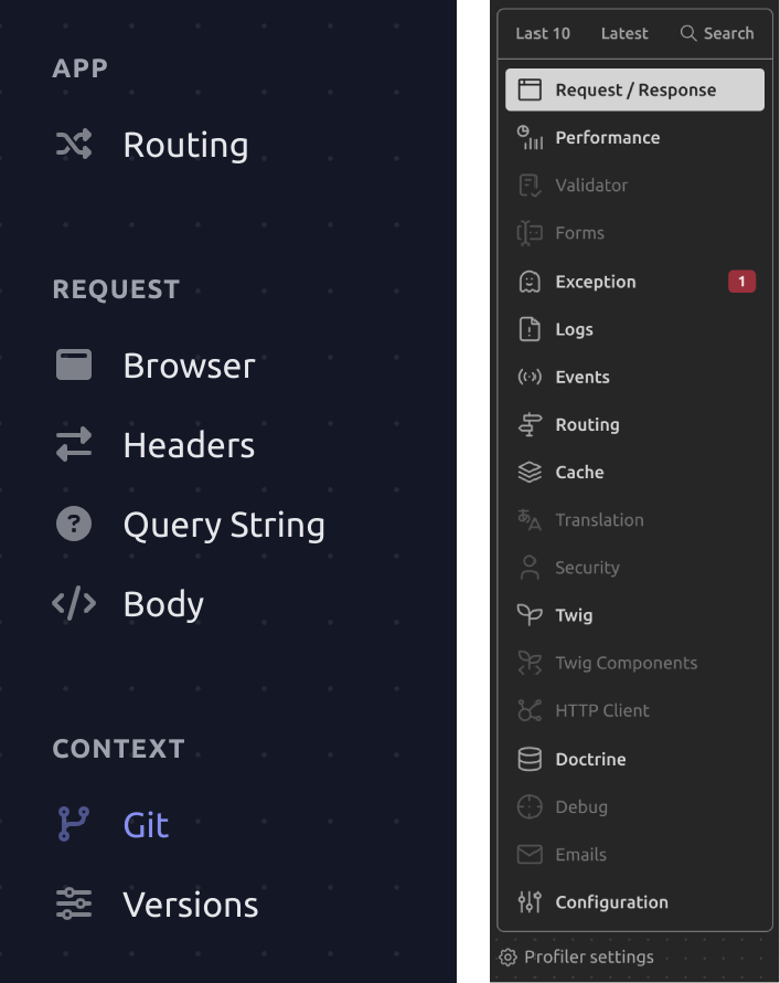 Comparaison des options de debug disponible entre les deux frameworks