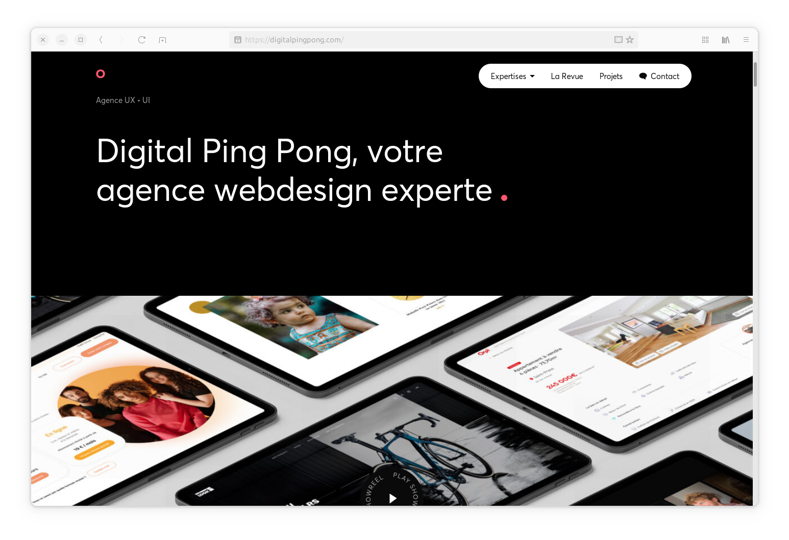 Capture d'écran du site Web de Digital Ping Pong